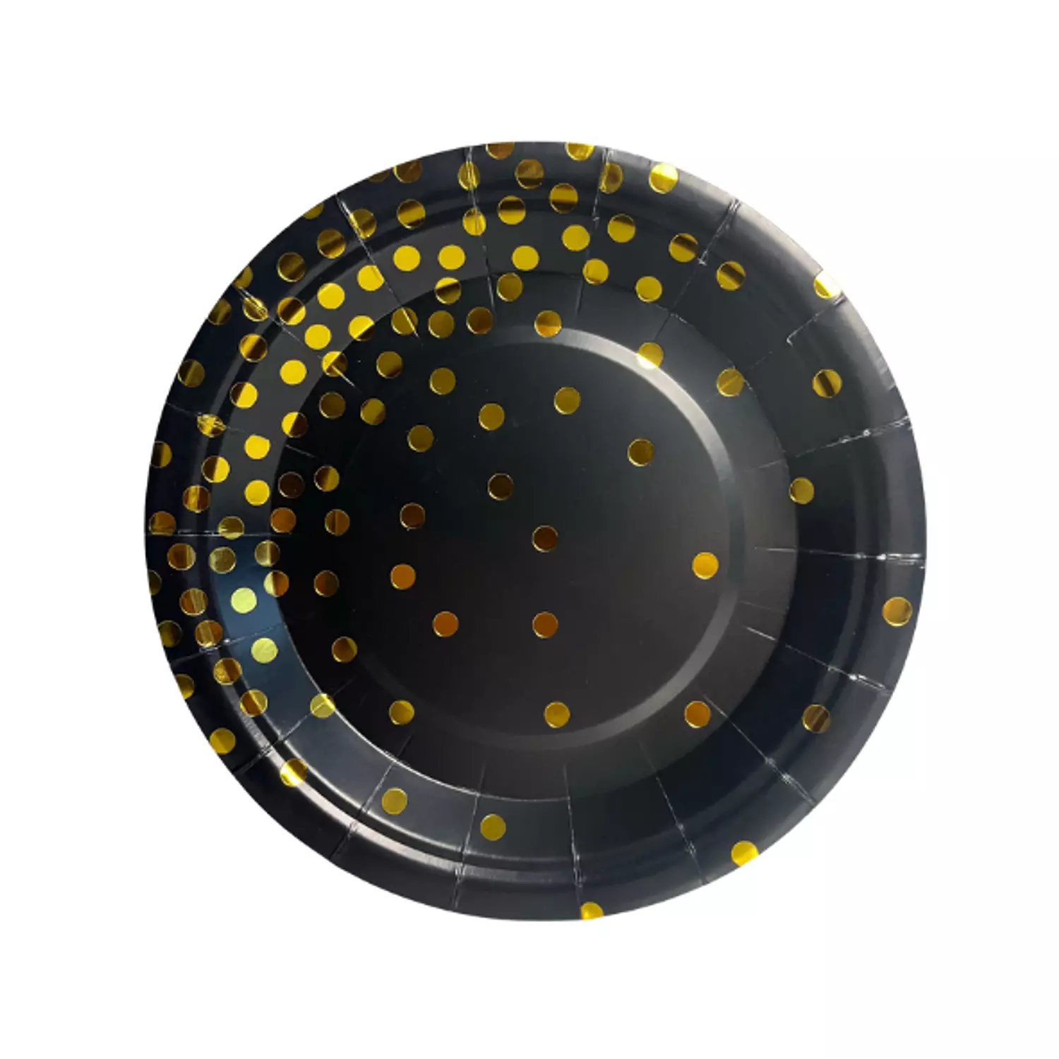 Black Gold Dots Round Paper Plates hover image