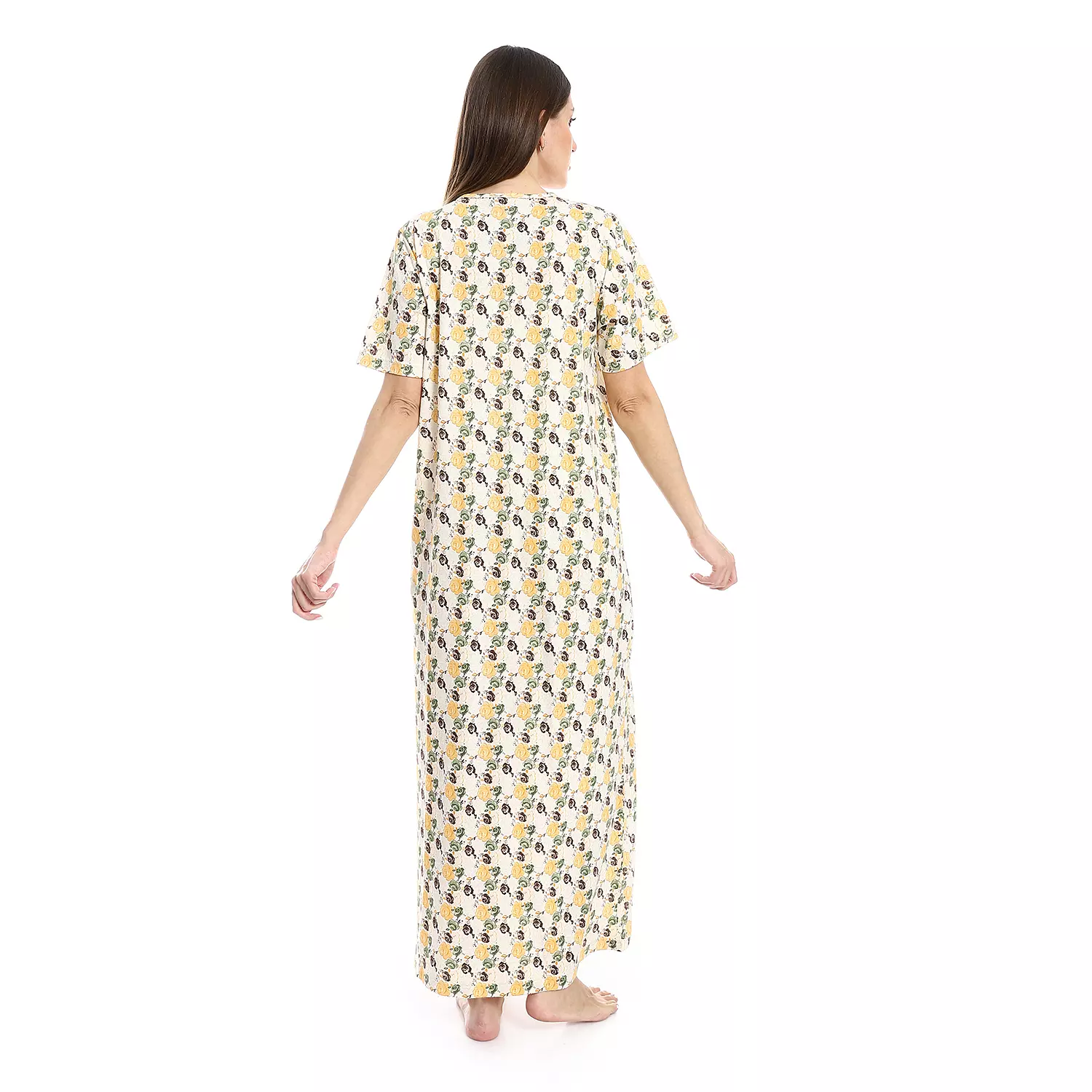 Women Nightgown Floral Pattern - 2488 - Yellow 3