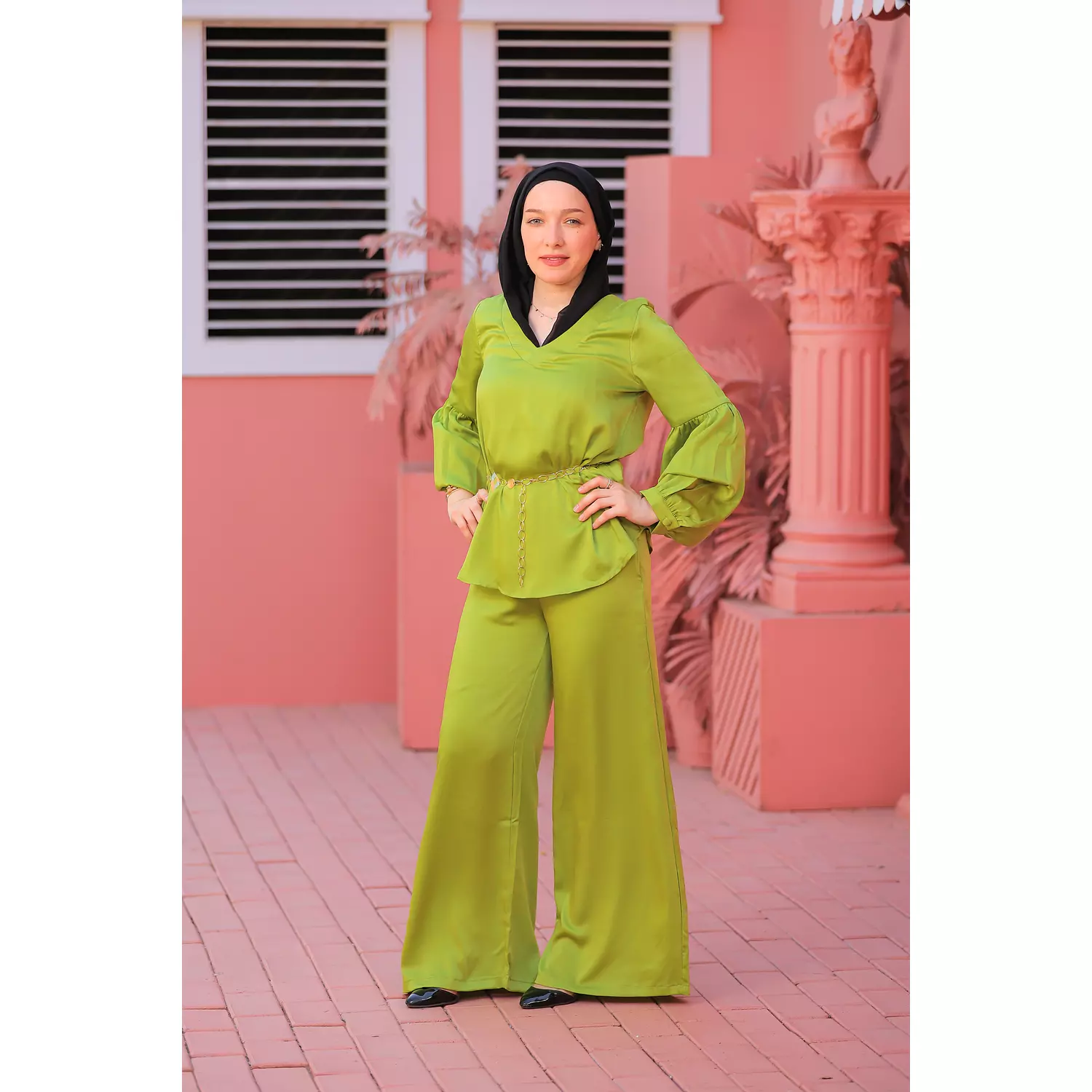 Green satin set 1