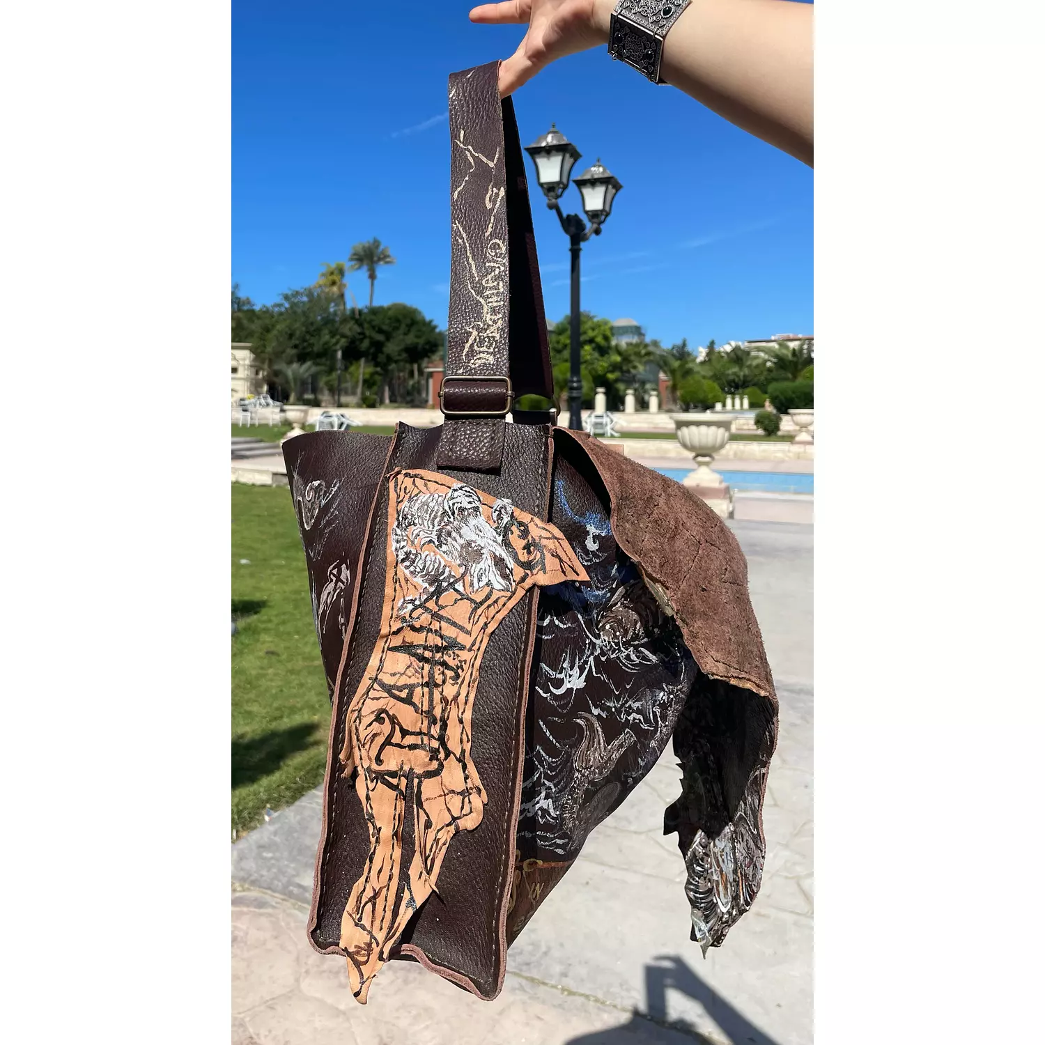 Treasure map real leather hand-made bag 4