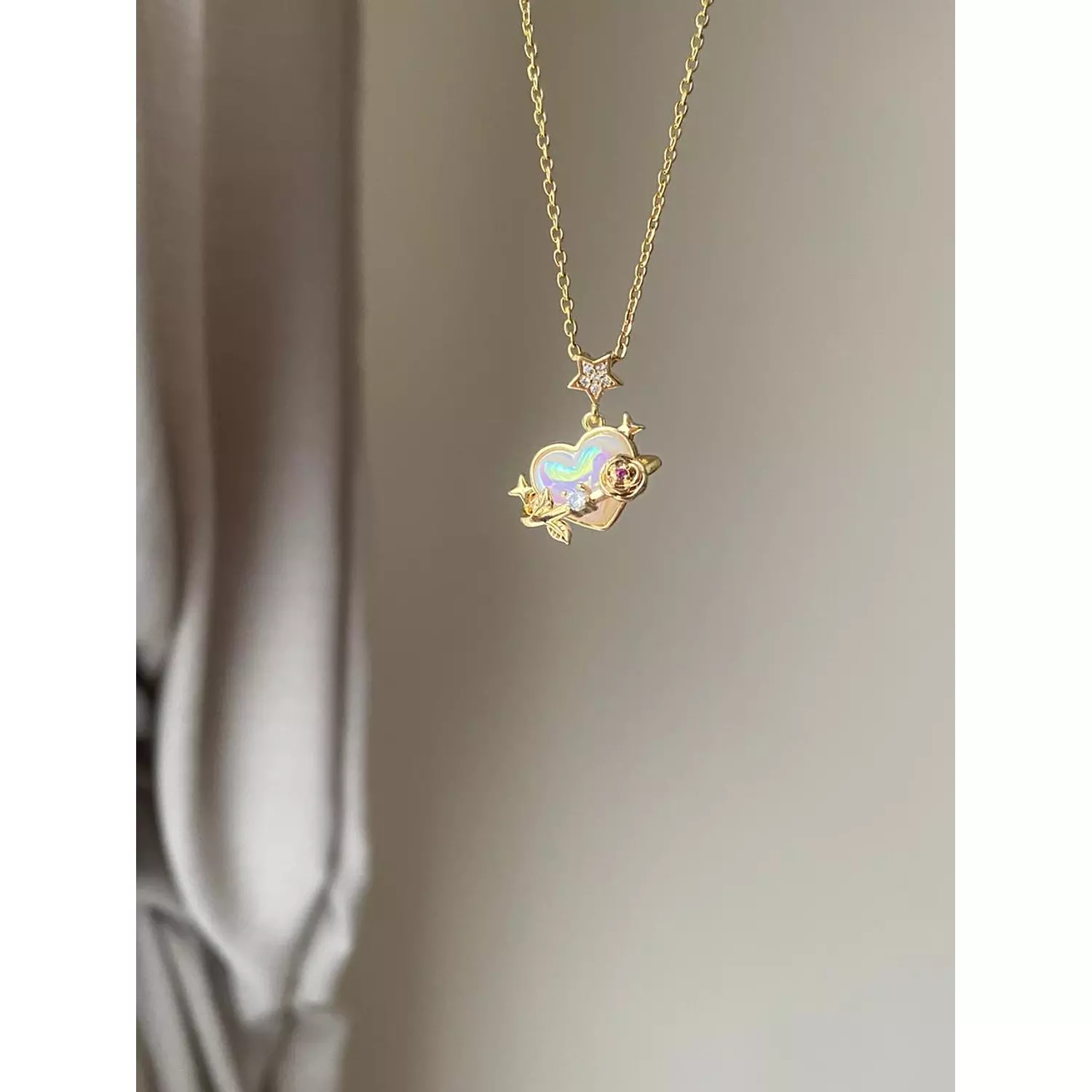 white heart necklace  hover image