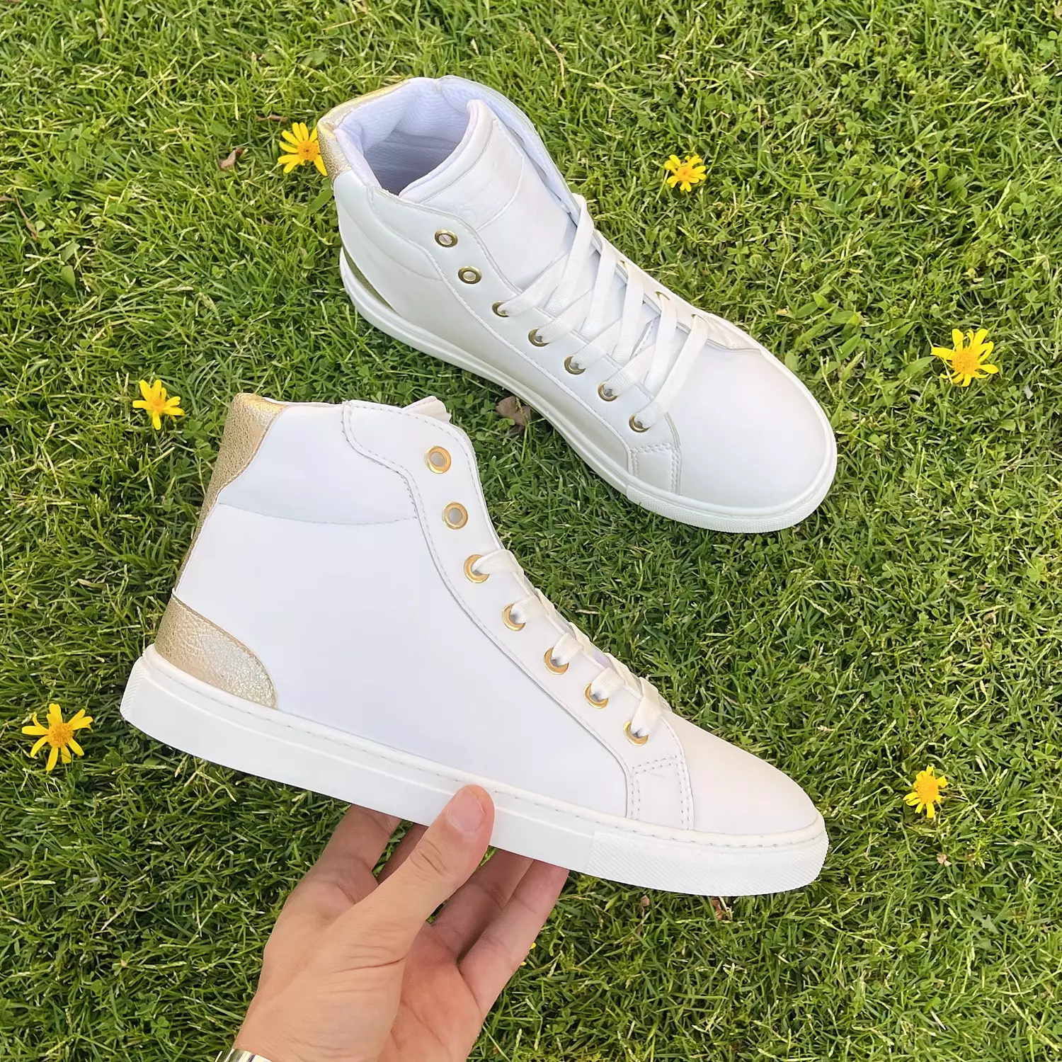 High Neck Gold Sneakers hover image