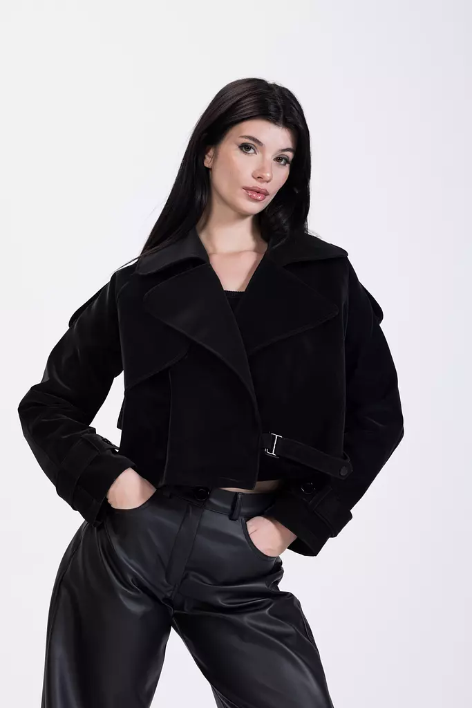 Noir Short Leather Jacket