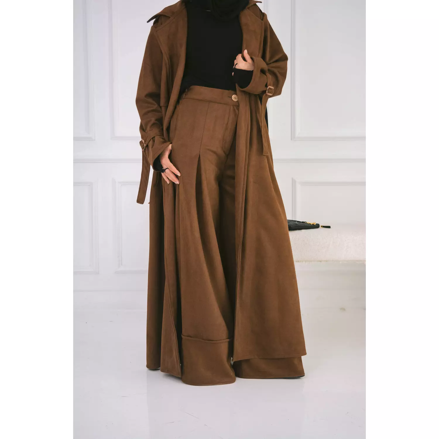 Suede wide leg pants hover image