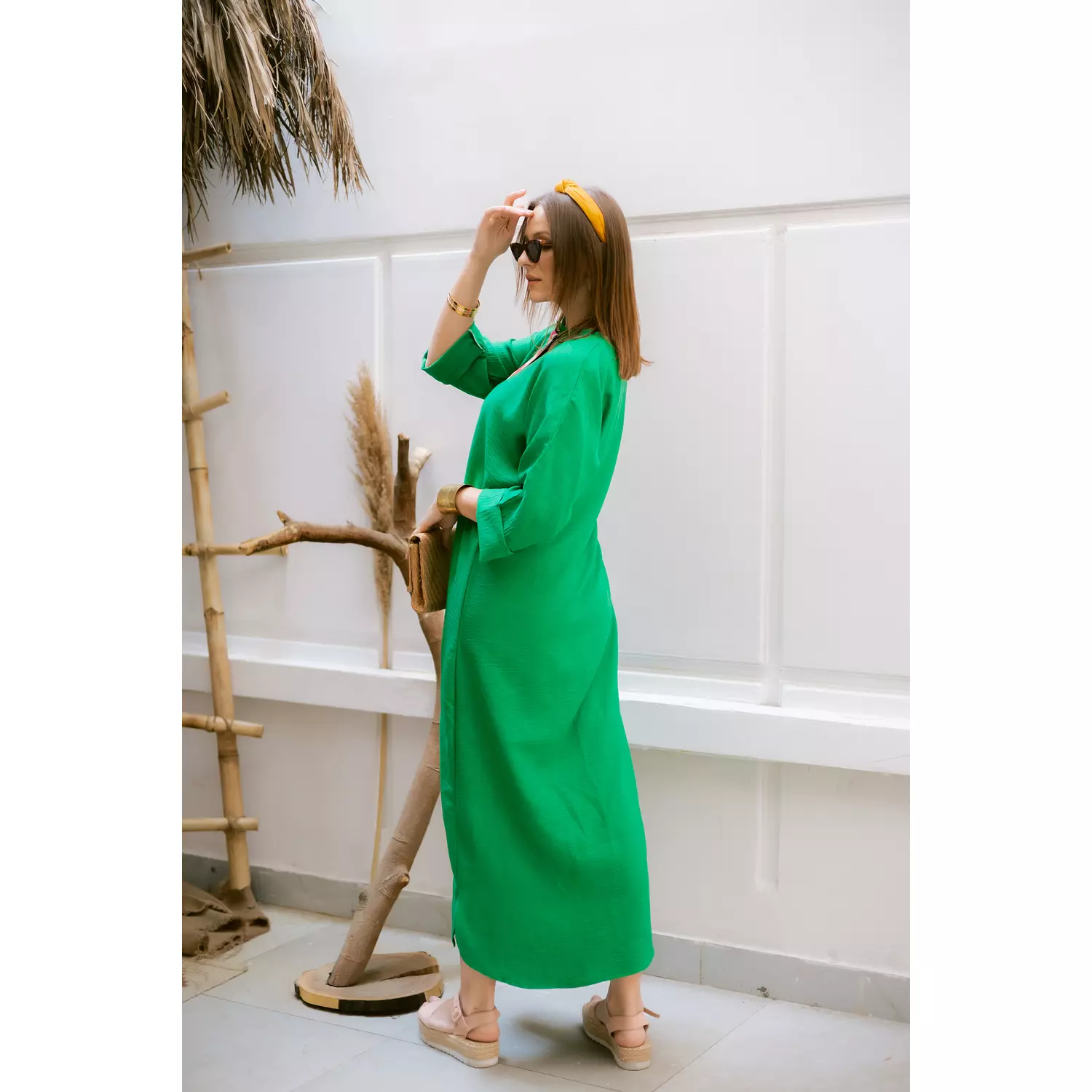 Green Linen dress 2