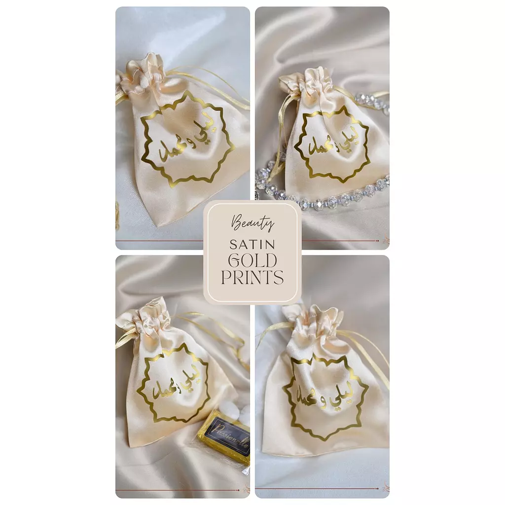  Satin Gold Prints Pouches 