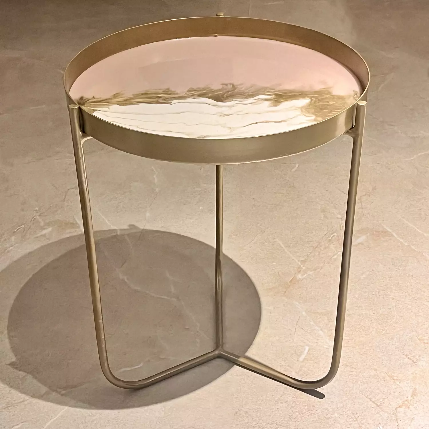 Rose-Pink / White Gold Steel Side-Table 3