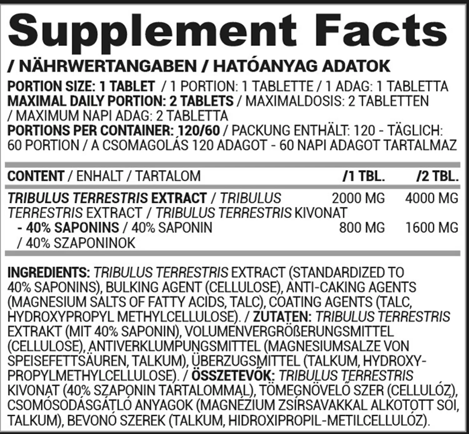 Nutriversum Tribulus - 60tab-  60serv 1