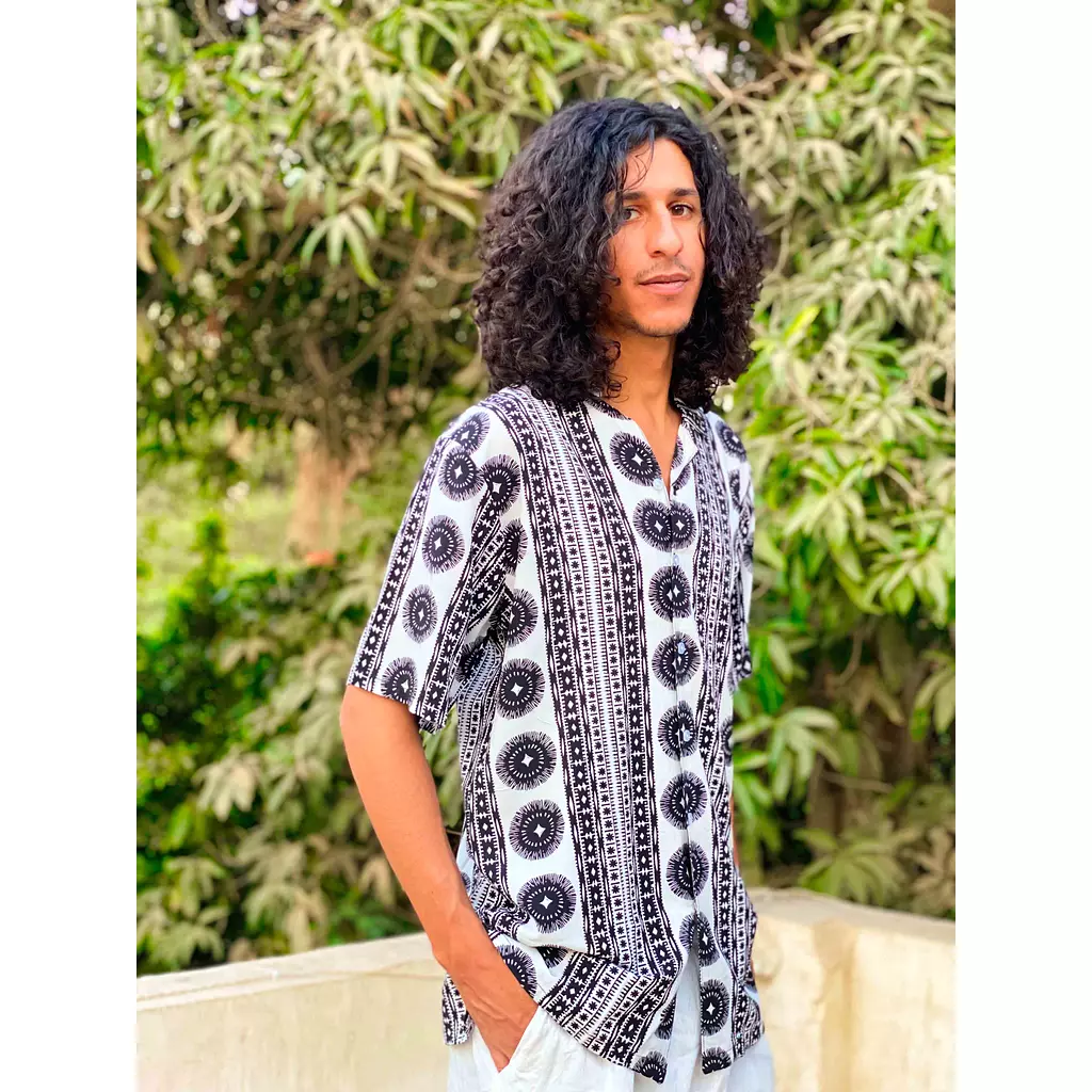 Loosefit Ethnic Patterned Viscose Shirt