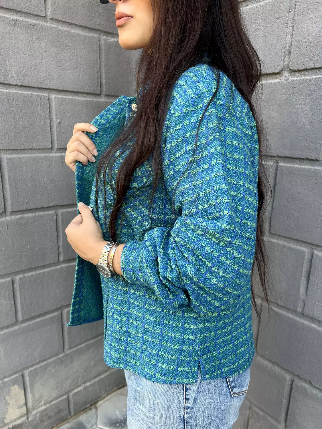 Tweed shirt in Teal 3