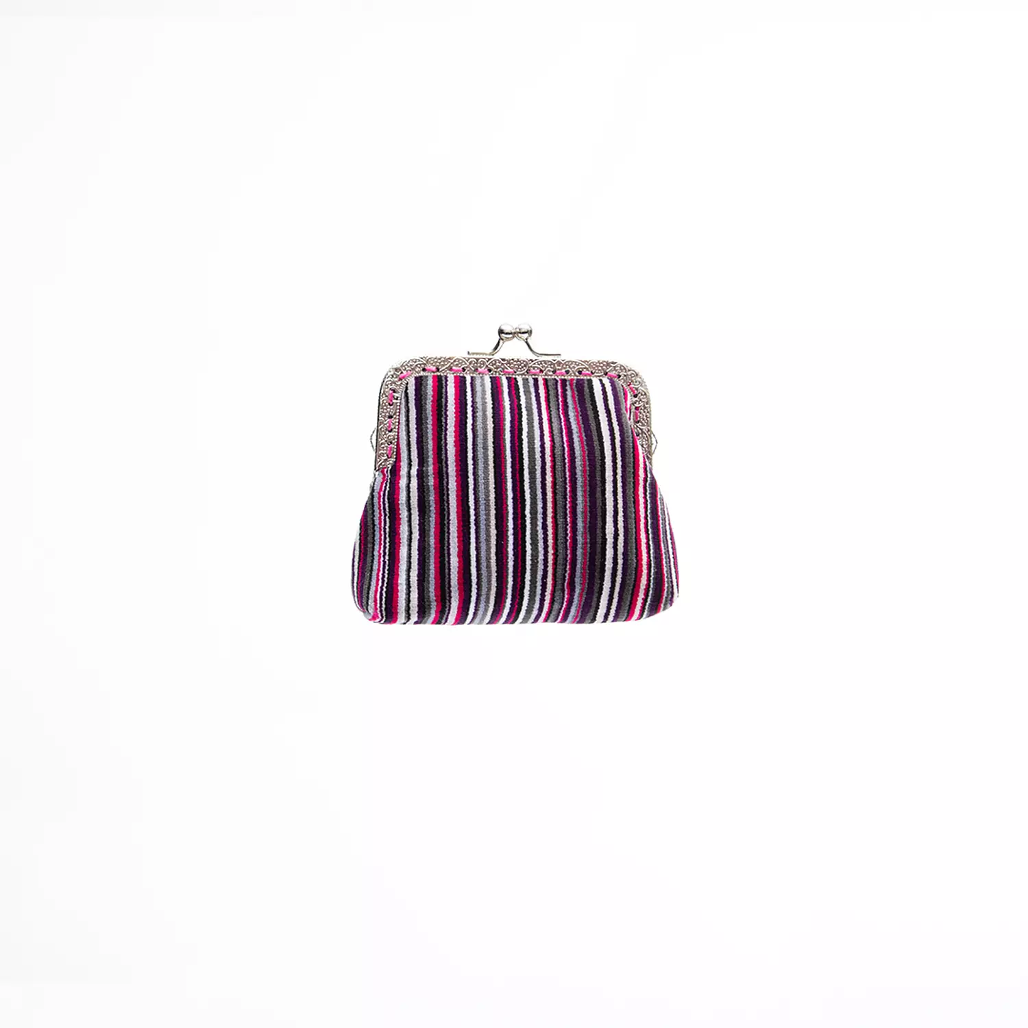 The Velvet Striped Kisslock Coin Purse hover image