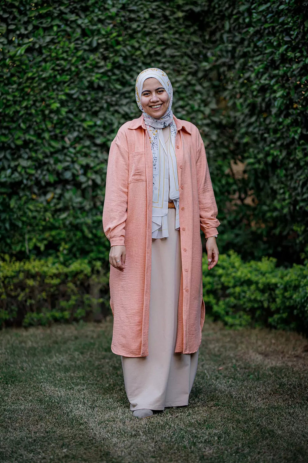 Peach Linen Shirt Dress  0