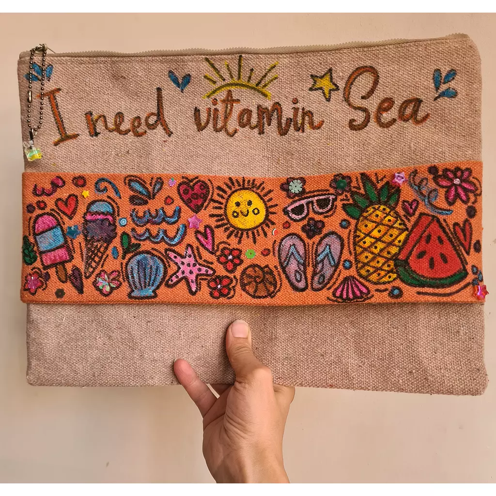 I need vitamin sea fabric clutch 