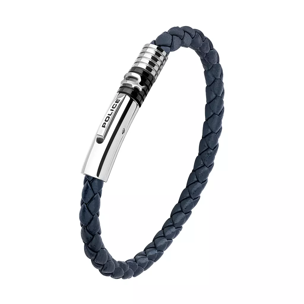 Police BLUE BRAIDED LEATHER BRACELET