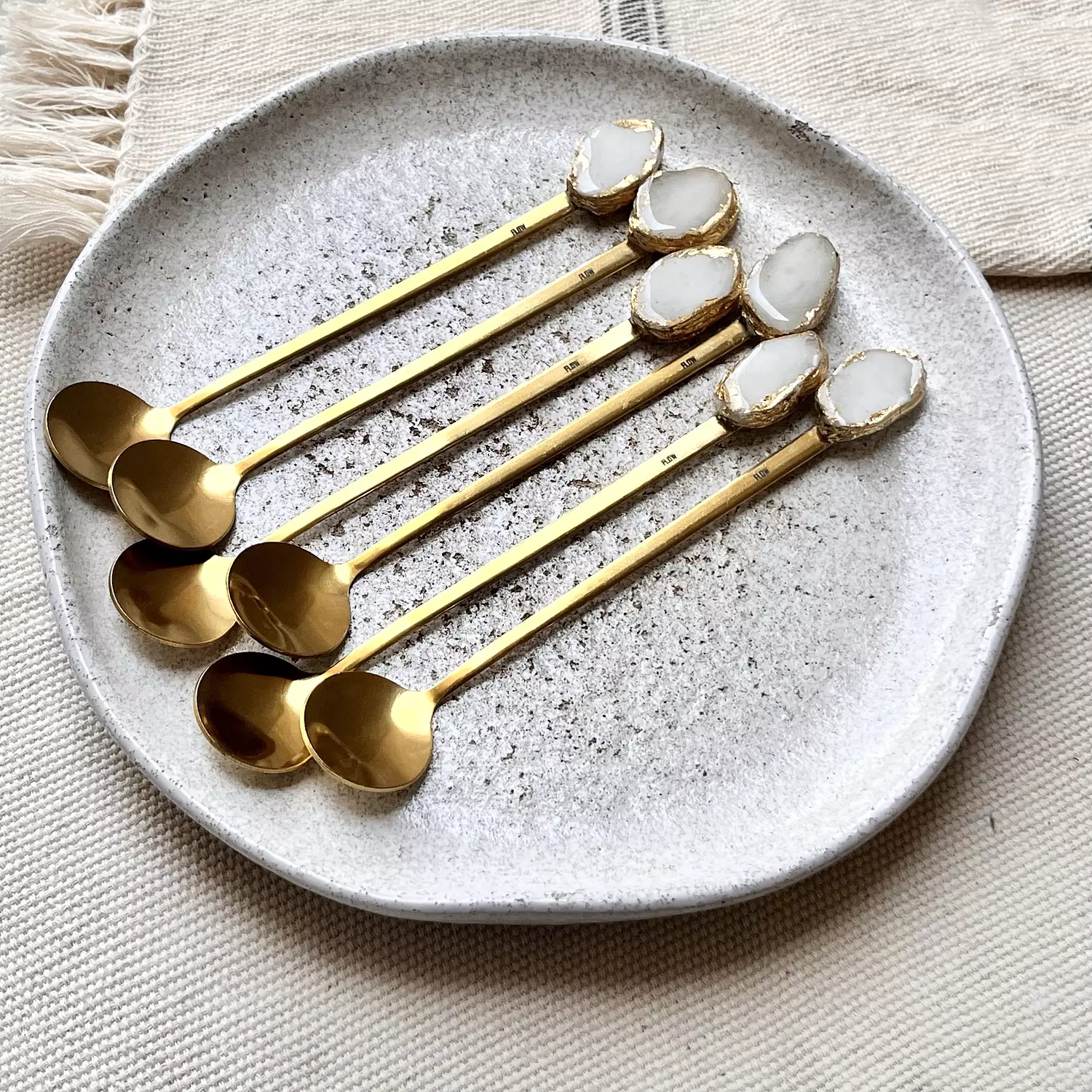 Long Gold Teaspoons set 7