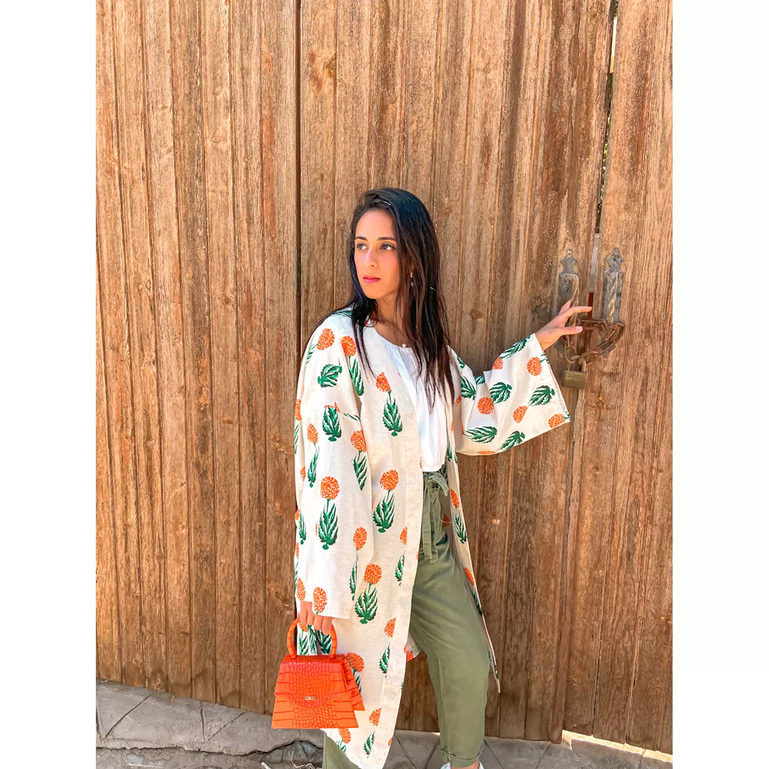 Linen Marigold Orange kimono 8