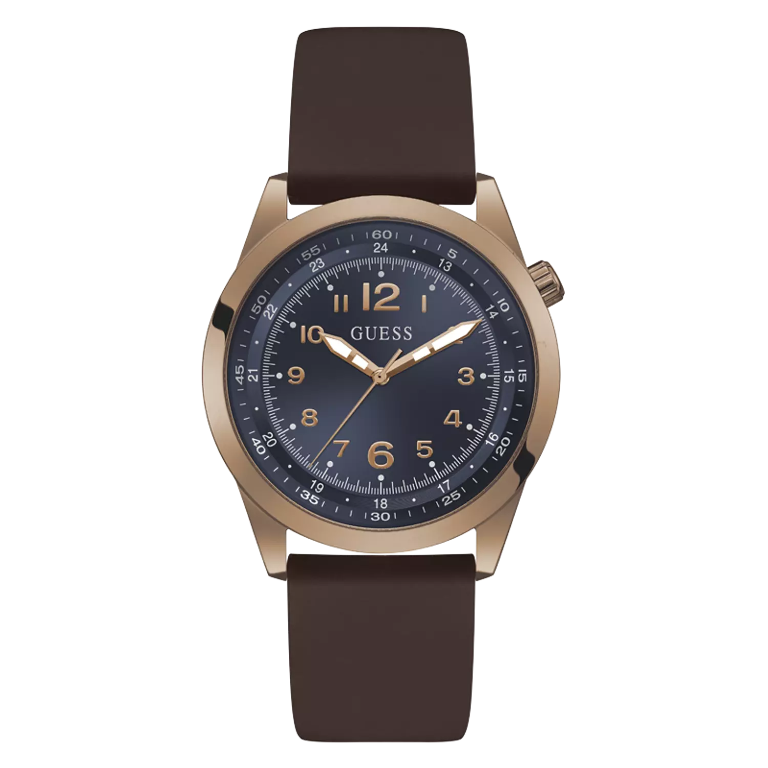 Guess GW0494G3 Watch For Gents Case Color Coffee - Round Shape Silicone Strap hover image