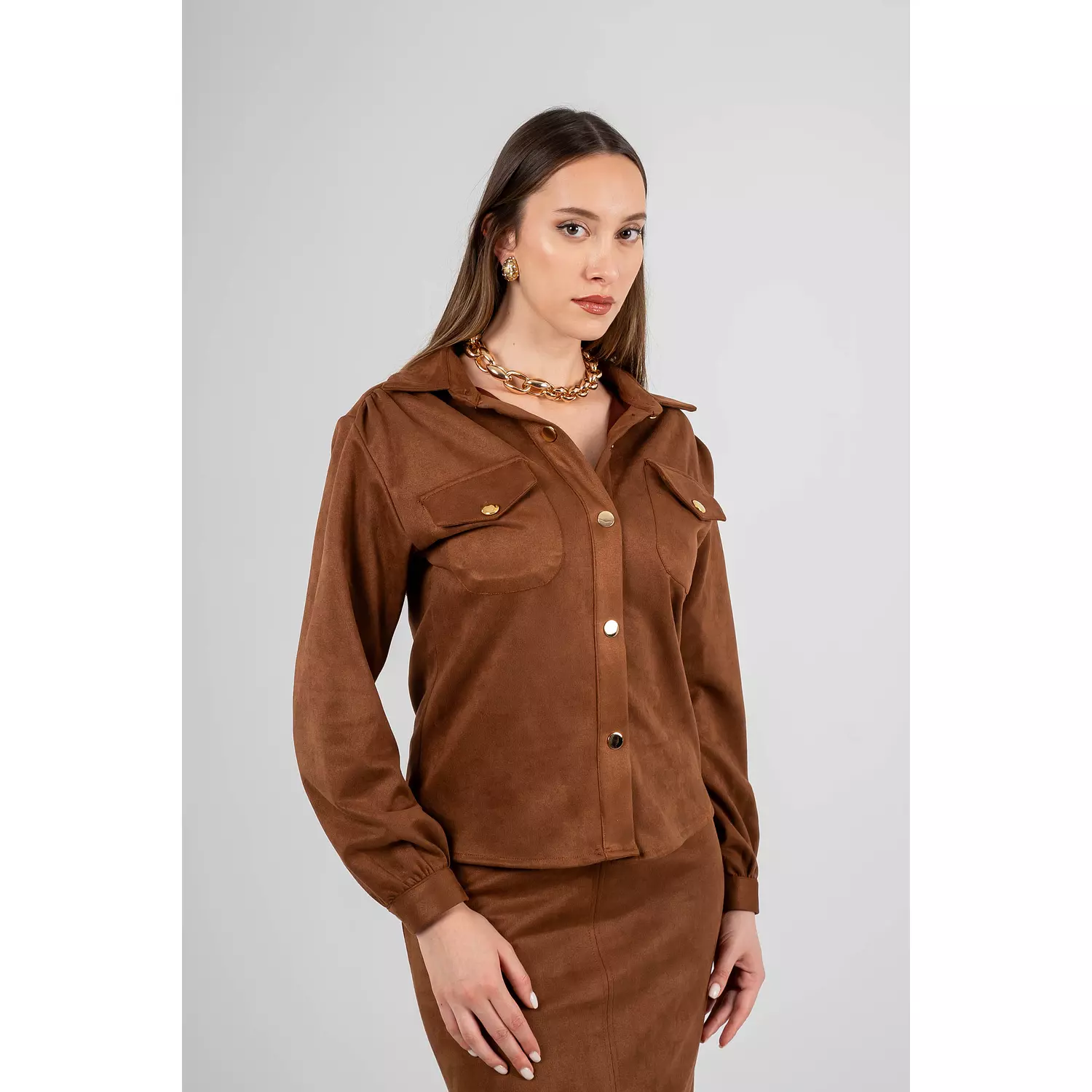 Luxe Suede Oversized Shirt hover image