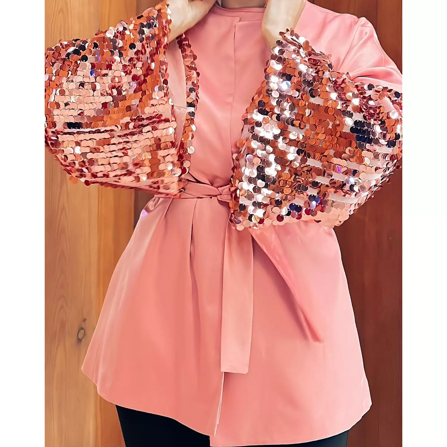 Pink Jacket with Payette Sleeves 1