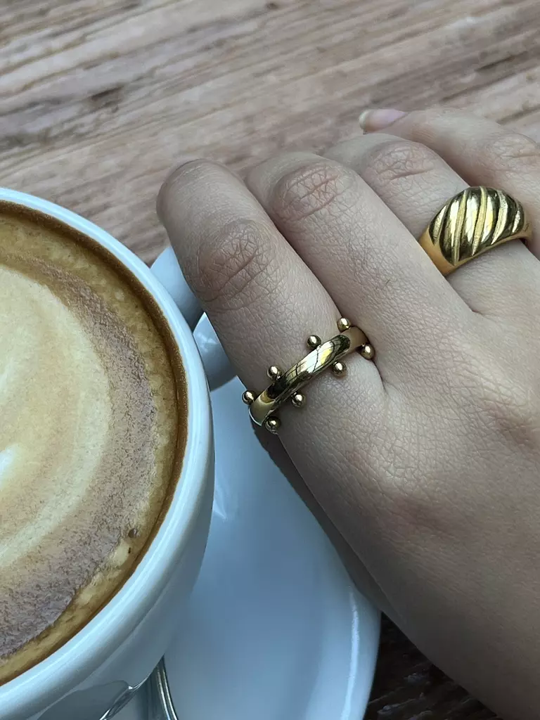 Studded Gold ring - Stainless steel 