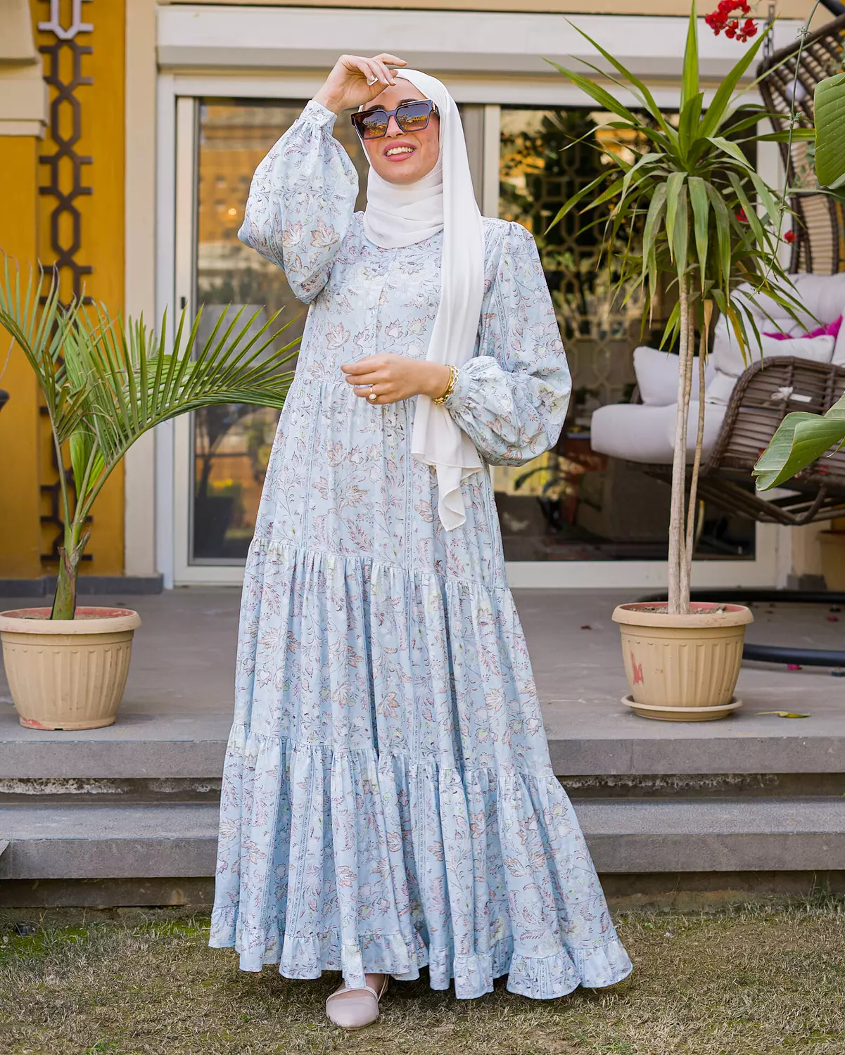 Baby Blue Printed Dress hover image