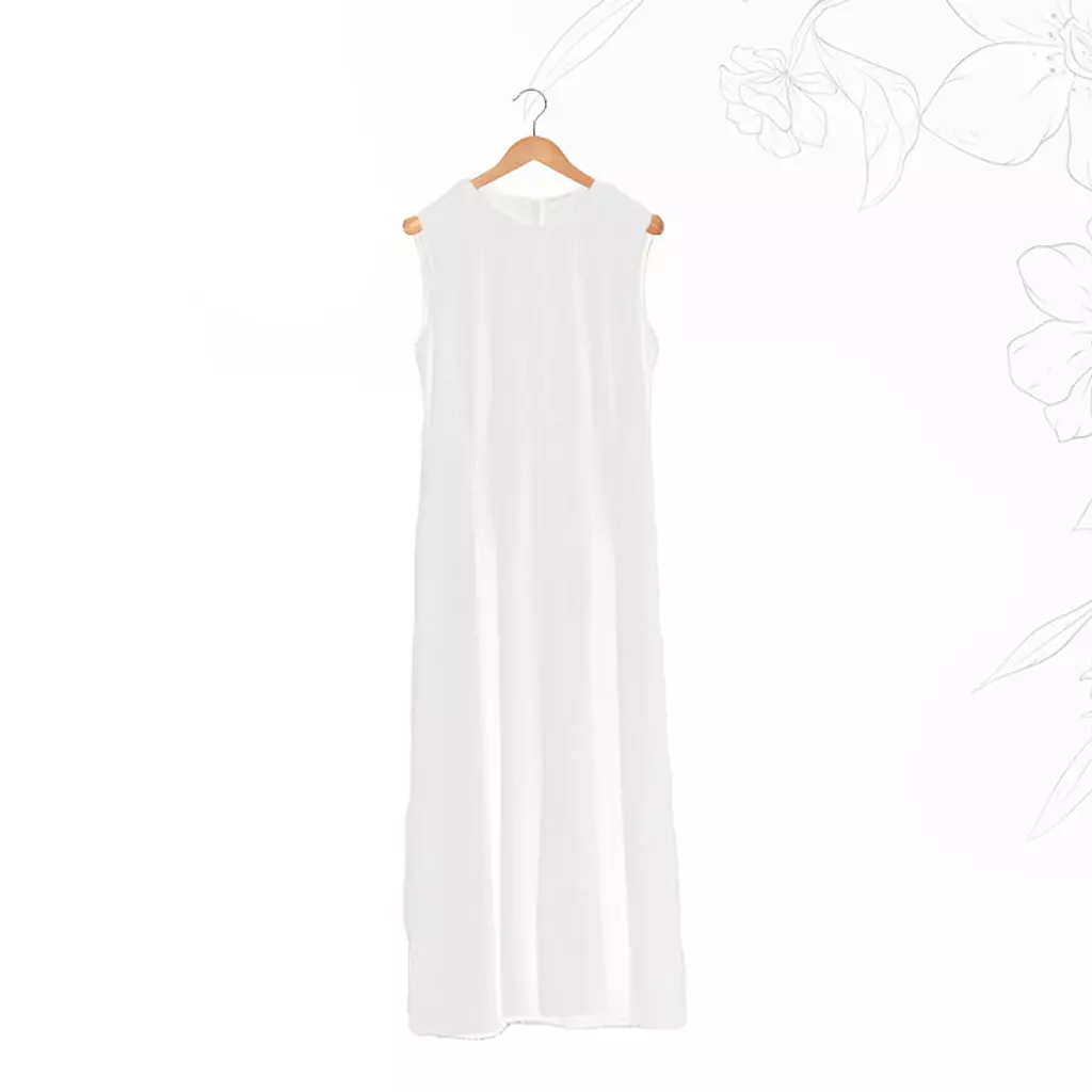 Sleeveless Basic Dress- White