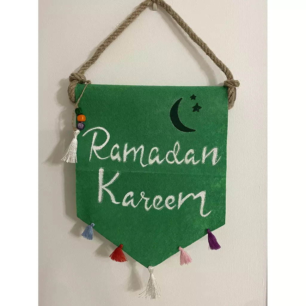 Ramadan kareem hand painted fabric sign wall decor 40cm * 25cm 