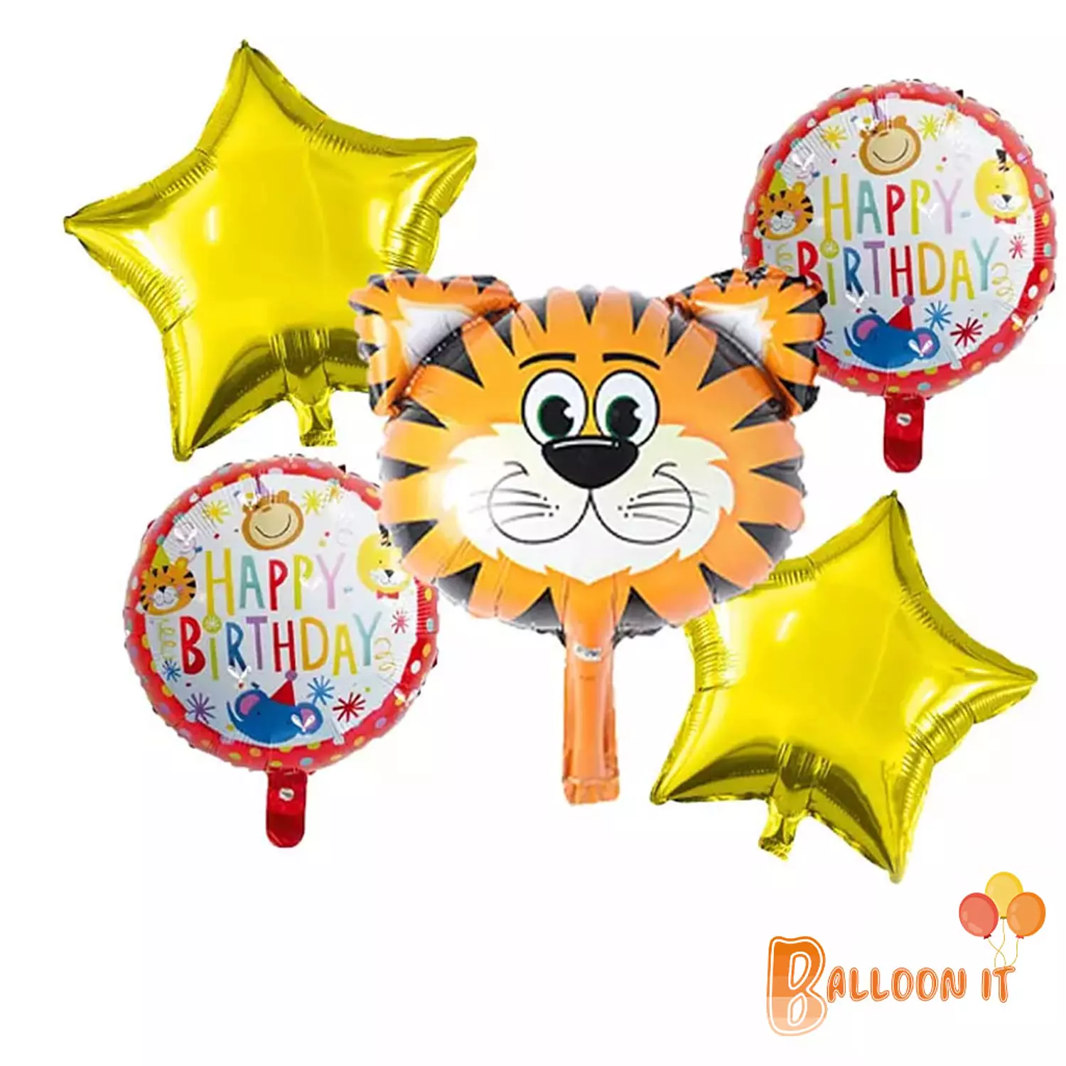 5 pcs Tiger Animal Themed Foil Balloon  hover image