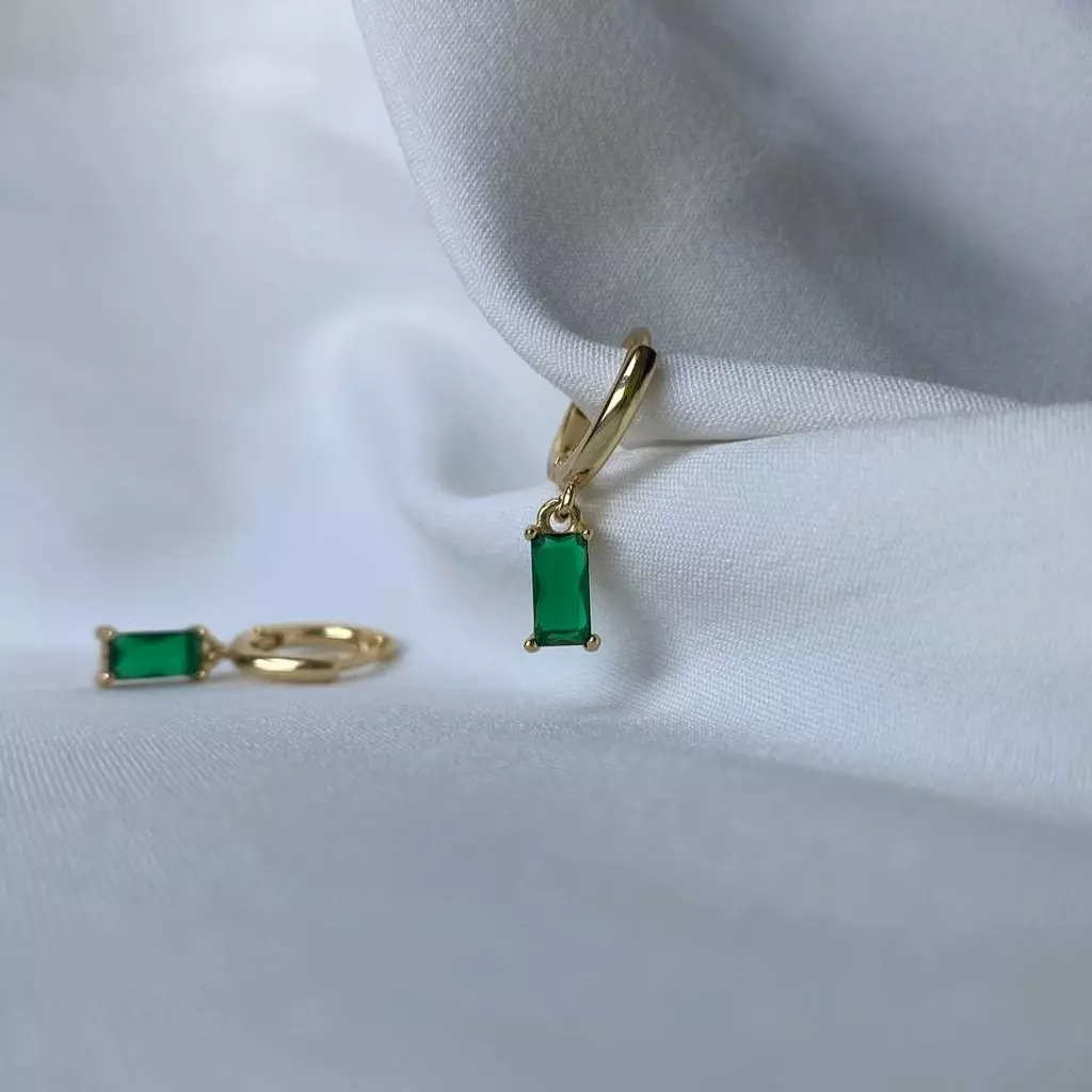 Emerald green rectangle charm 