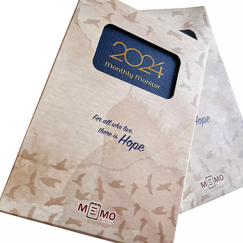  Memo Monthly Monitor 2024. Package  includes  : Monthly monitor ,Yearly Planner - 2 Magnetic bookmarks - 1 Stickers Sheet