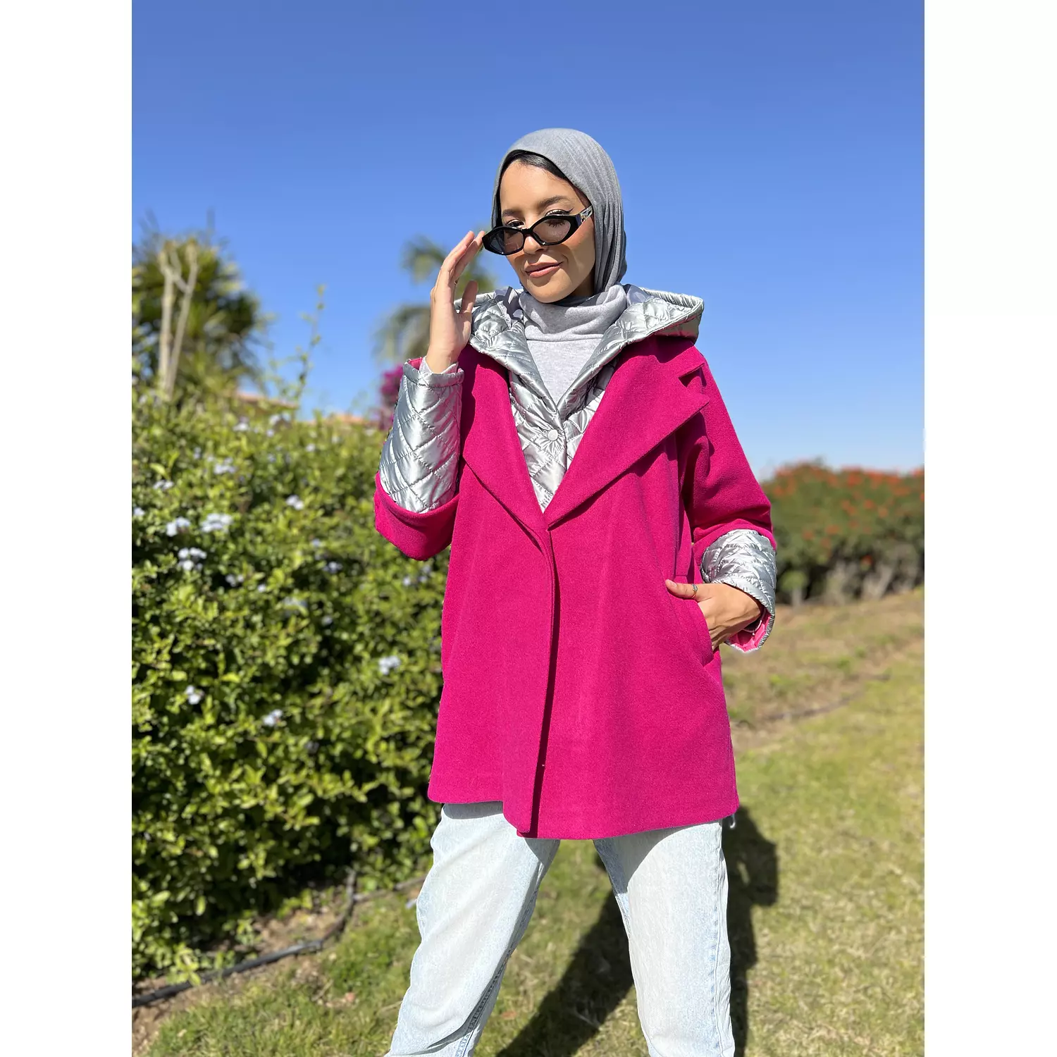 Aura fuchsia/ grey jacket 2