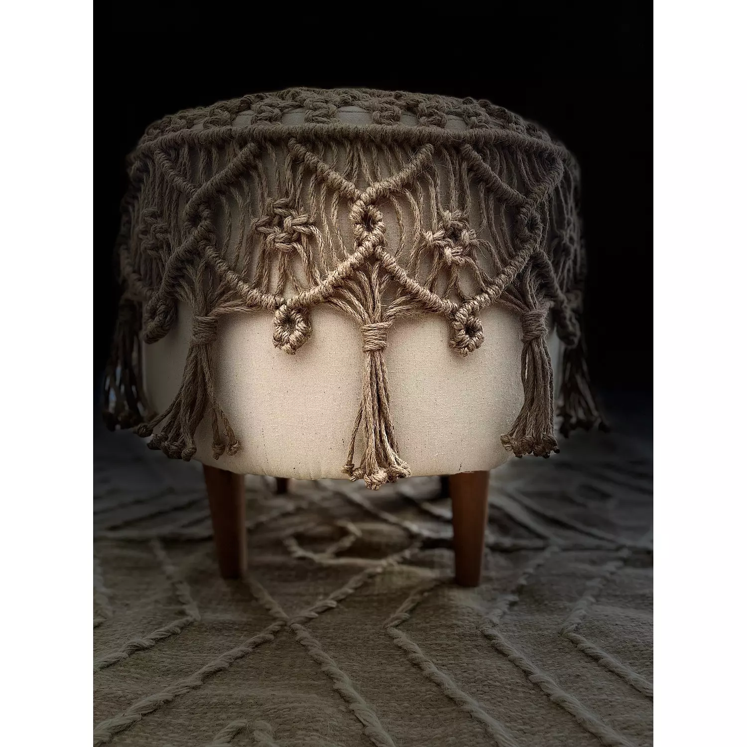 Fleur Jute Macrame Puff 1