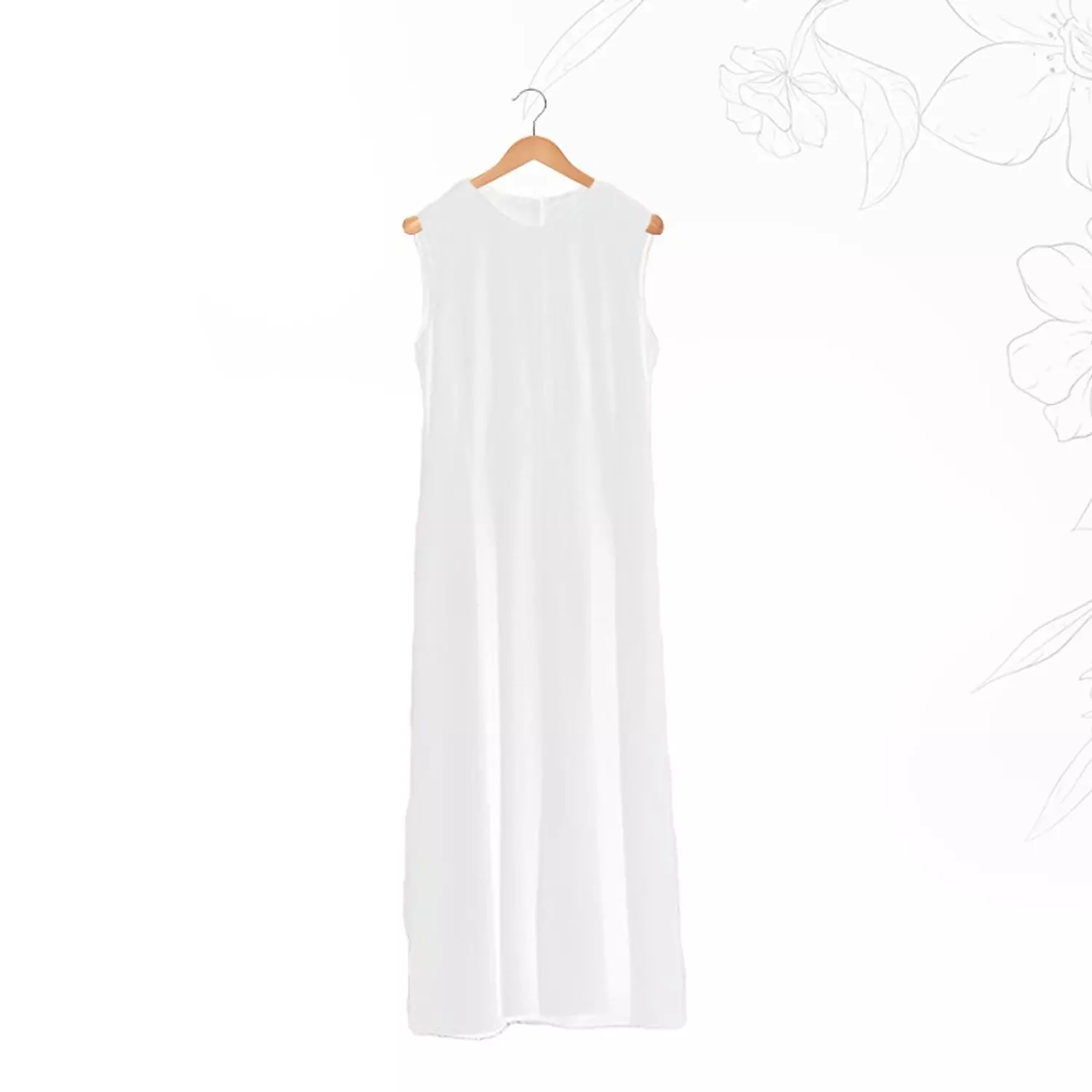 Sleeveless Basic Dress- White hover image