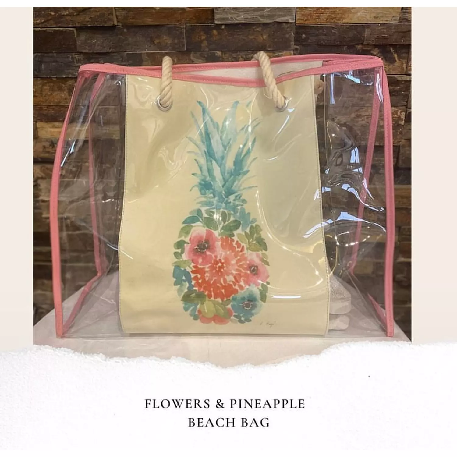 Yellow Pineapple Plastic Beach Bag (by Order) hover image