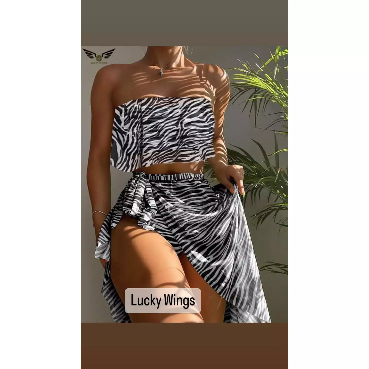 ZEBRA CHIFFON TWO PIECE COVER UP hover image