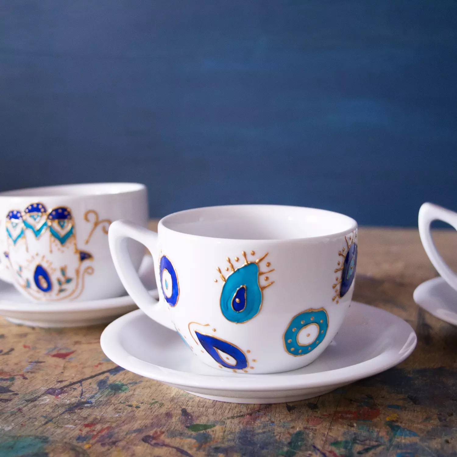 Blue eyes cappuccino and teacup 2