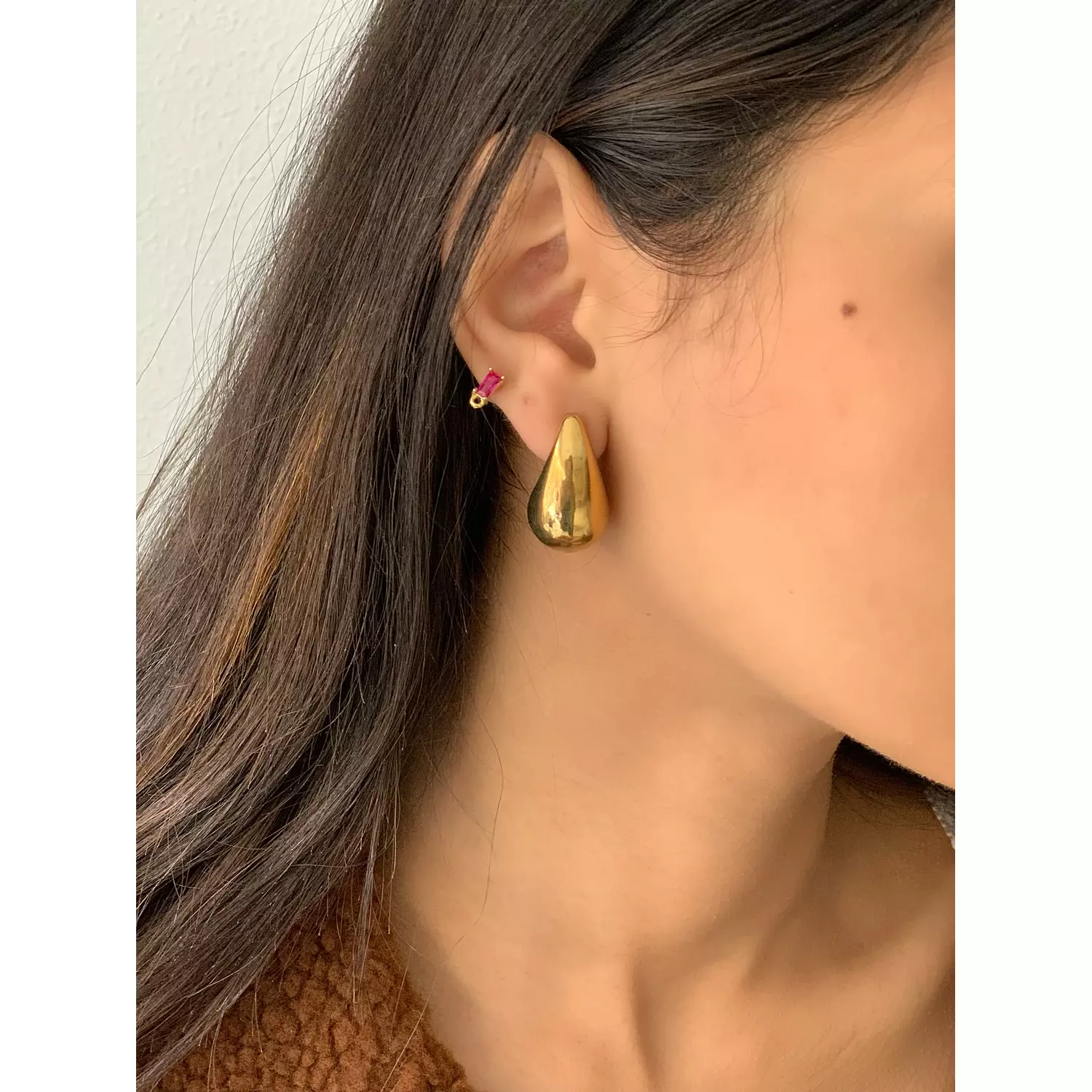 Gold chunky earrings  hover image