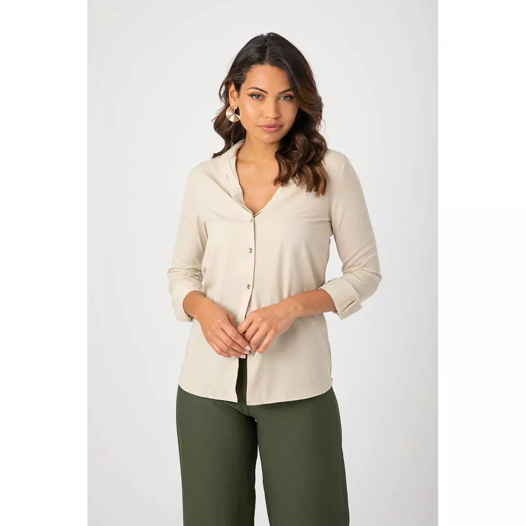 BUTTON FRONT PLAIN BLOUSE