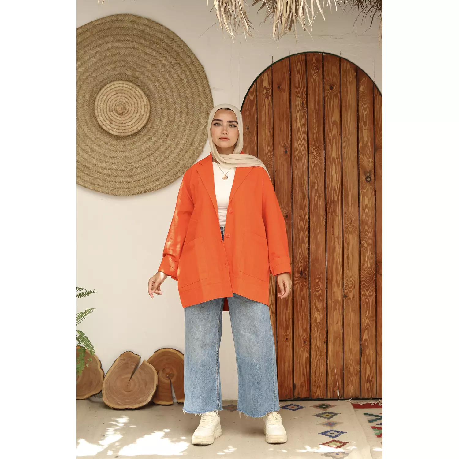 Linen Jacket -orange hover image