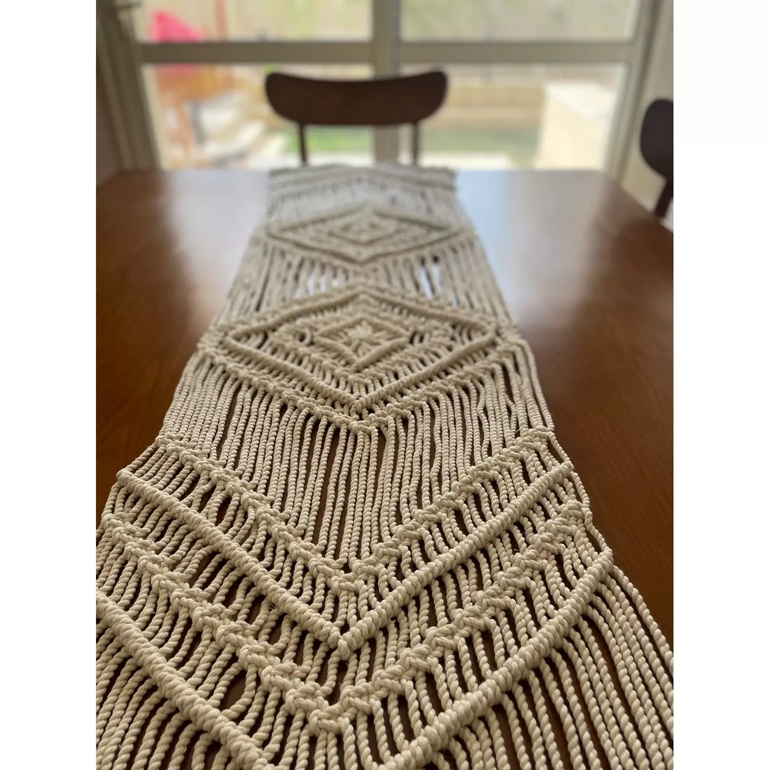 Cotton Macrame Double Diamond Runner    1