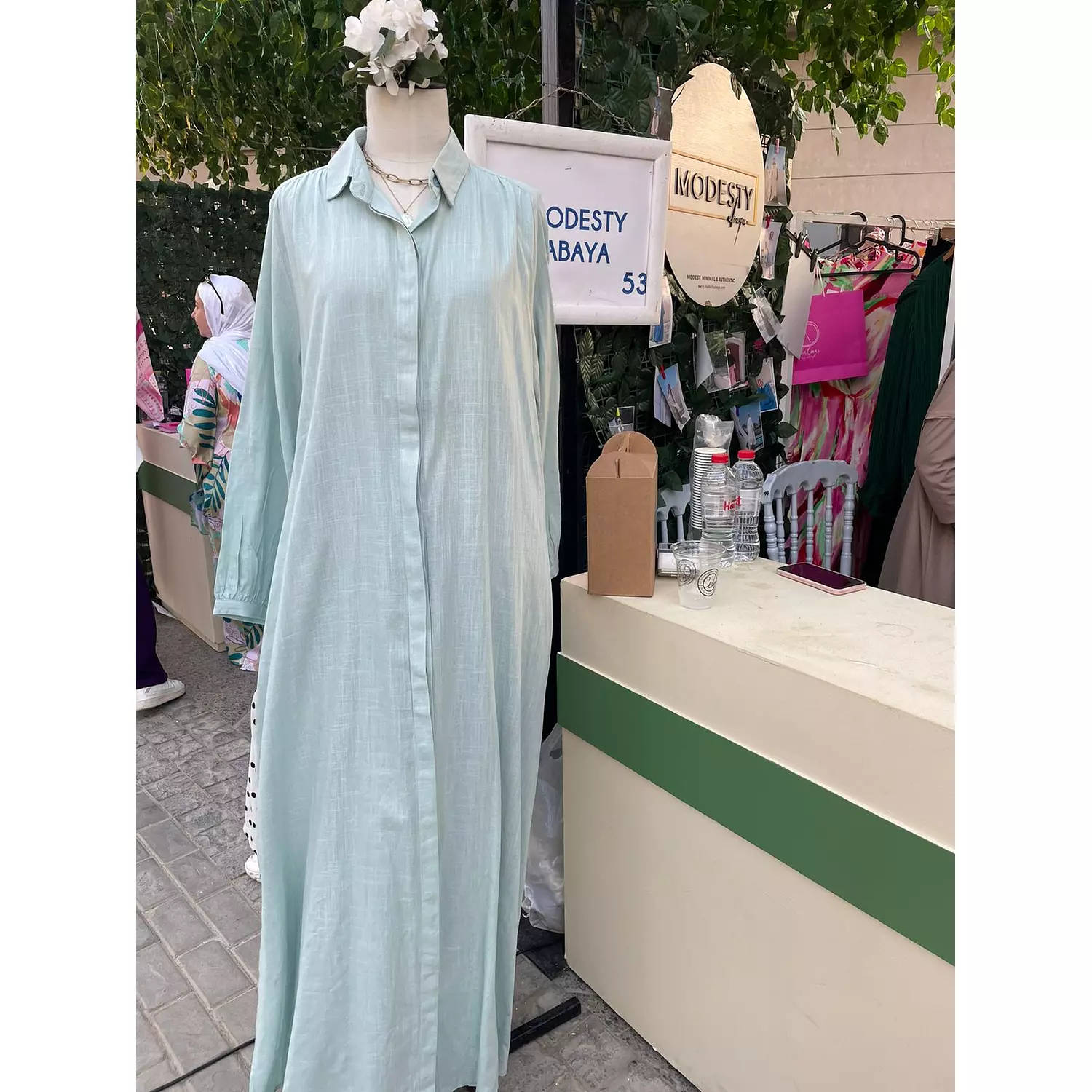 Maxi Linen Shirt In Mint 0