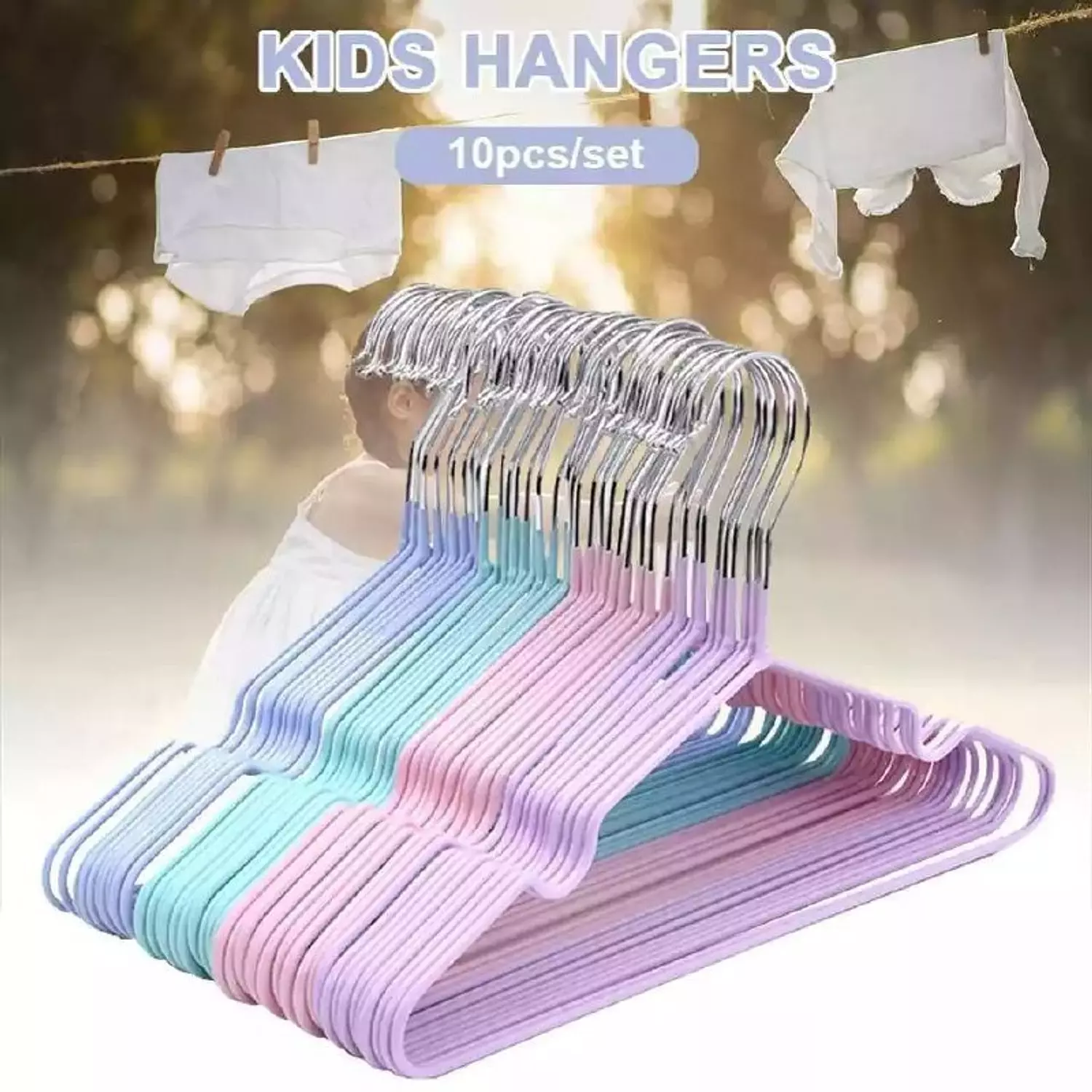 10 Piece Stainless Steel Clothes Hanger Silicone Padded Clothes  hover image