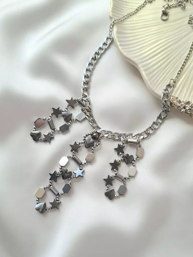 Silver Metallic Hematite Necklace