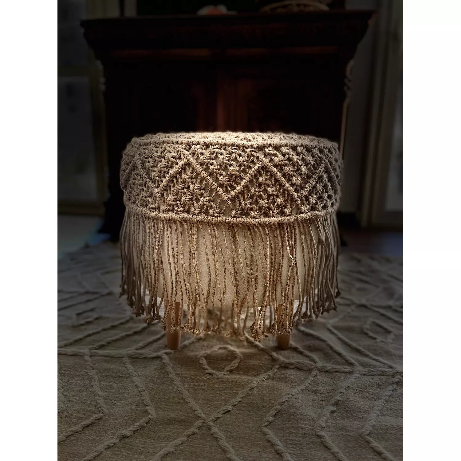 Pyramids Jute Macrame Puff 0