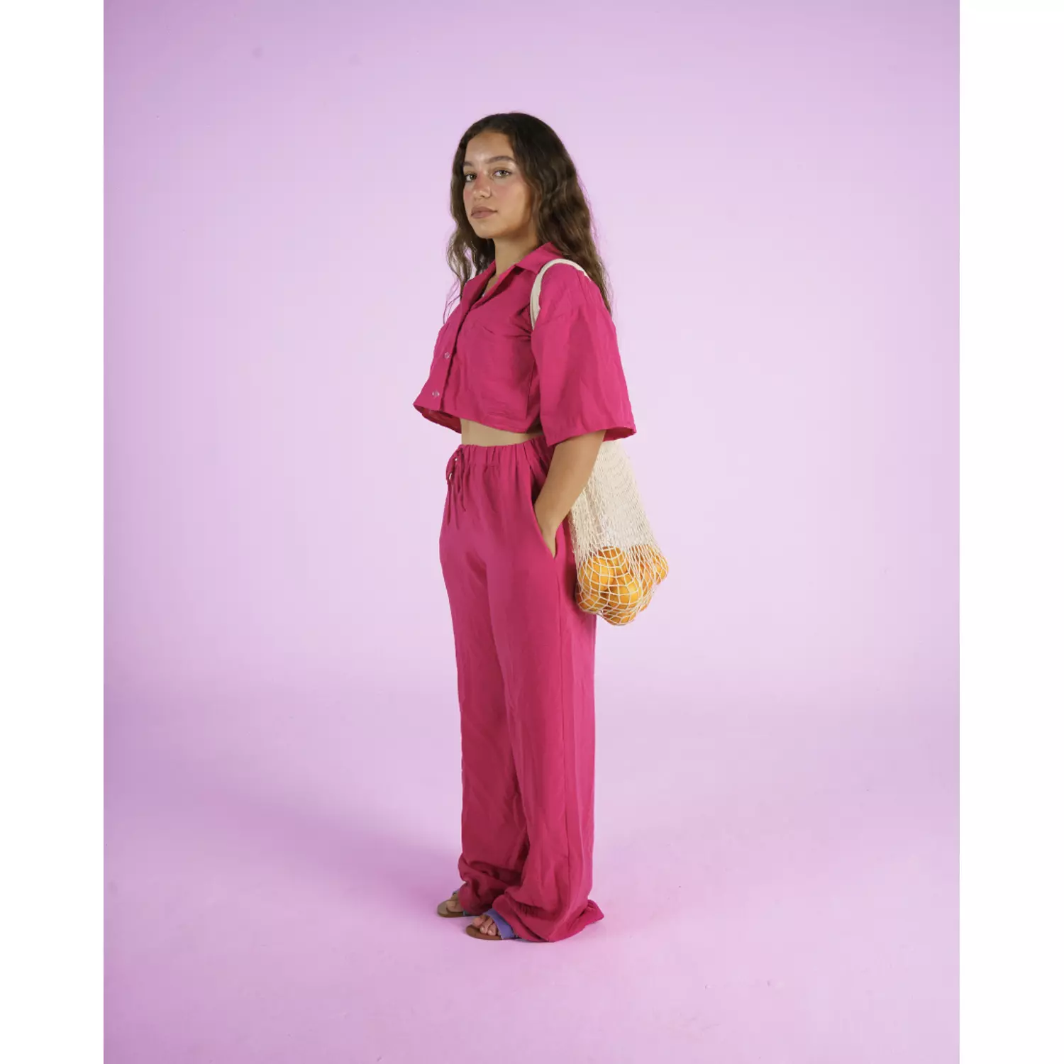 Raspberry sorbet linen trouser  hover image