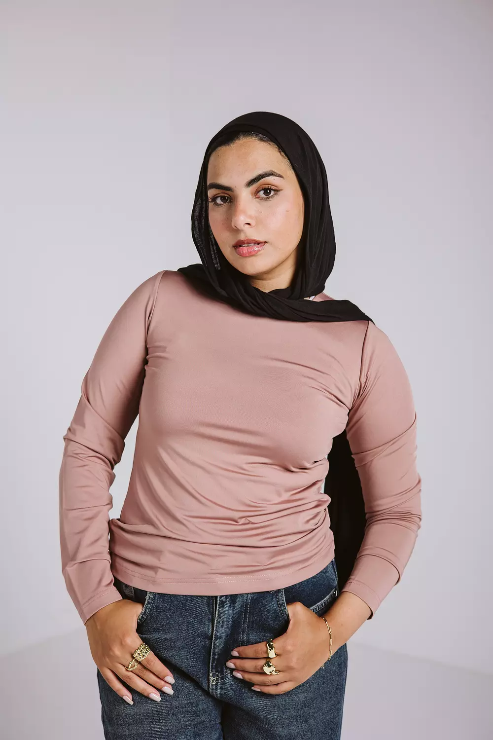 Round neck long sleeve dusky rose 3