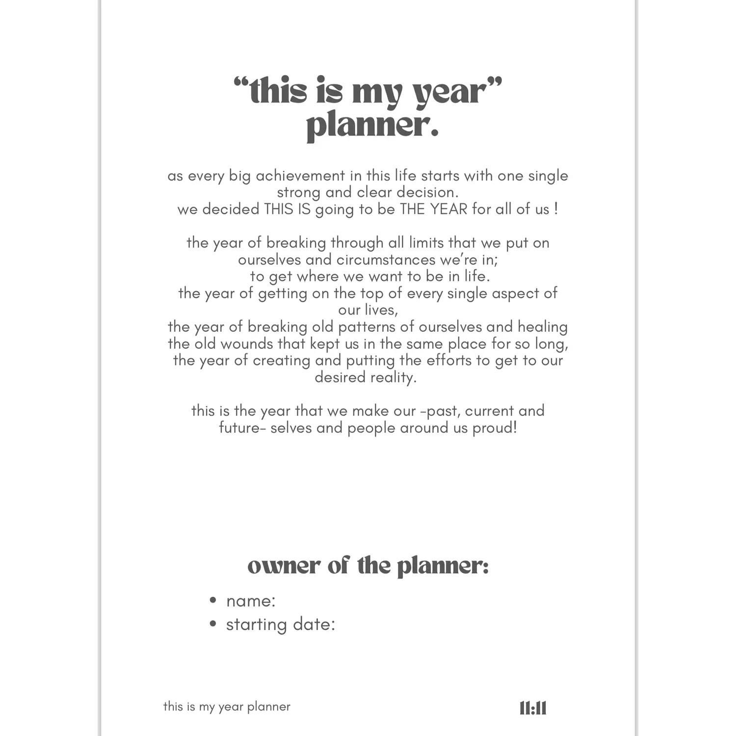 “This is my year” planner 4