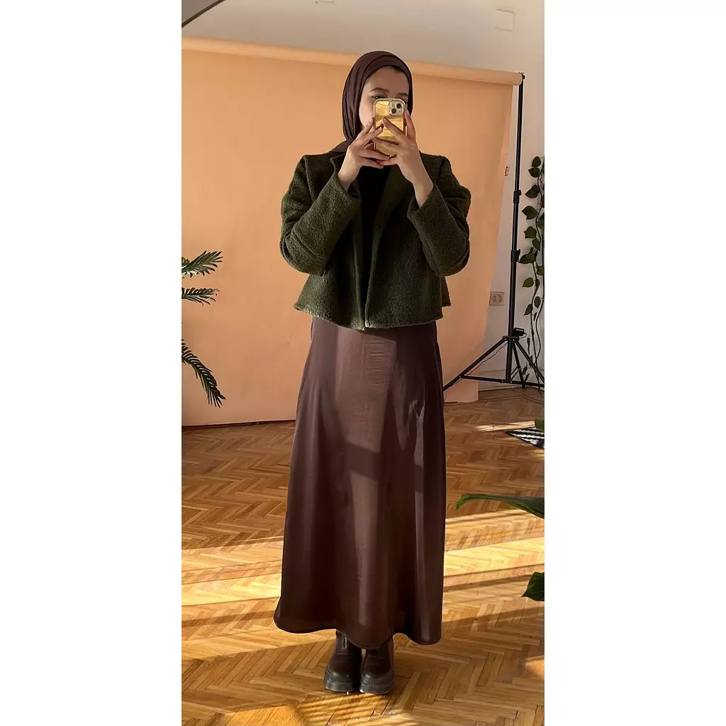 A-line brown Satin Skirt - new addition  chocolate 