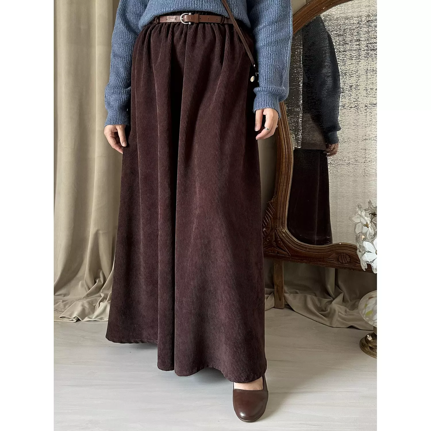 Brown velvet skirt  6