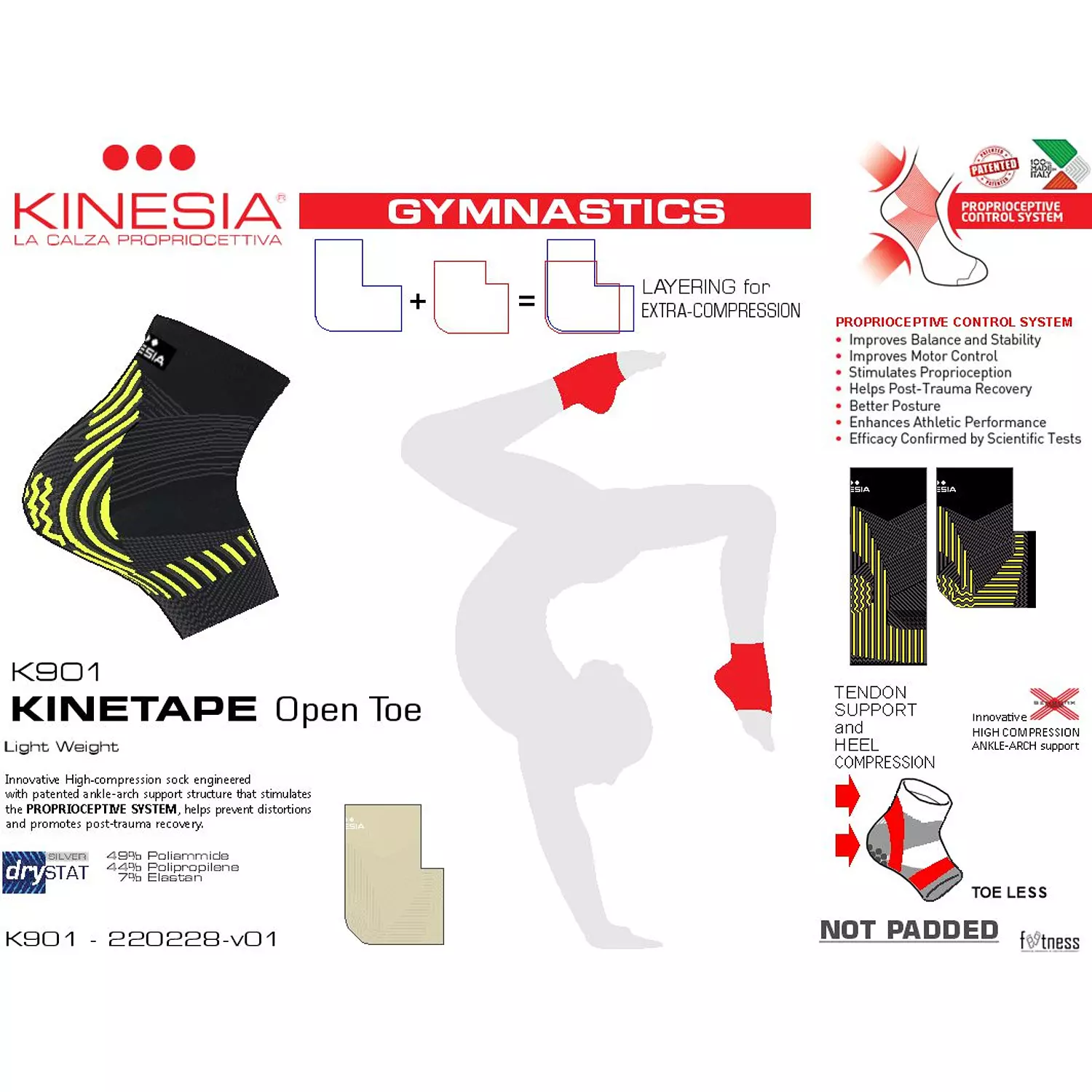 KINESIA - K901 Ankle Support Kinetape Compression Socks (One Size) 4